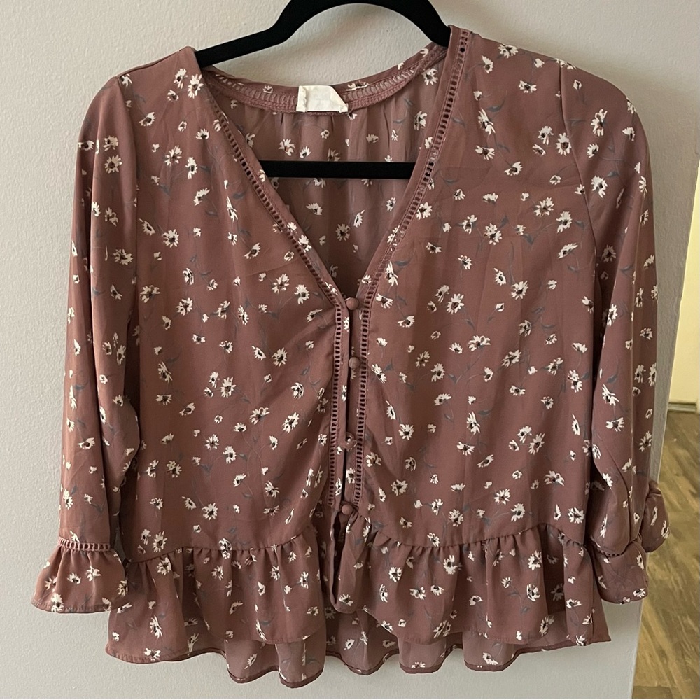 Floral Long Sleeved Crop Top